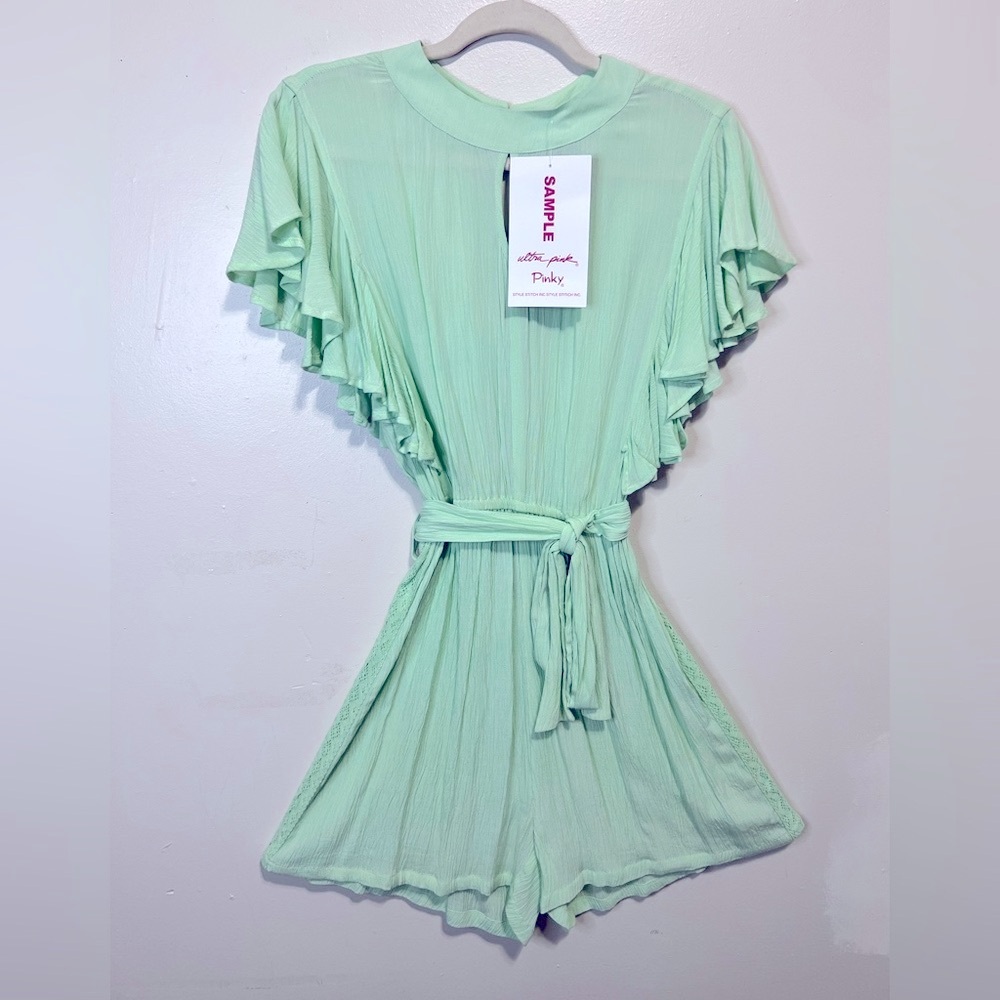 Pinky EST. 1946 Light Green Ruffled Romper Jumpsuit - Size M